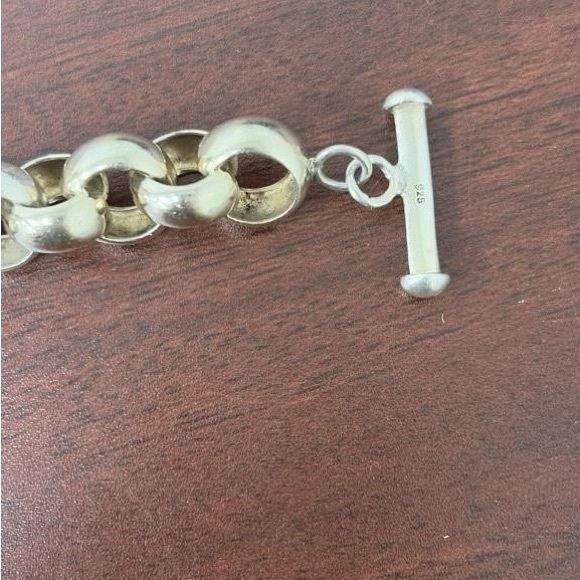 Vintage Sterling Silver 925 Chunky Link Bracelet 7.75” 36g Heavy Toggle Clasp - Picture 2 of 5